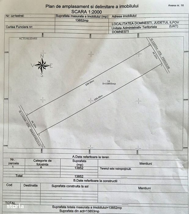 Vanzare teren intravilan 13.852mp, zona depozite Domnesti
