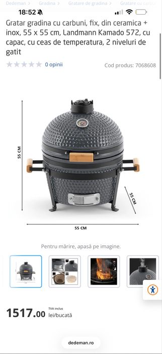 Gratar Kamado LandMann 55x55 - stare foarte buna