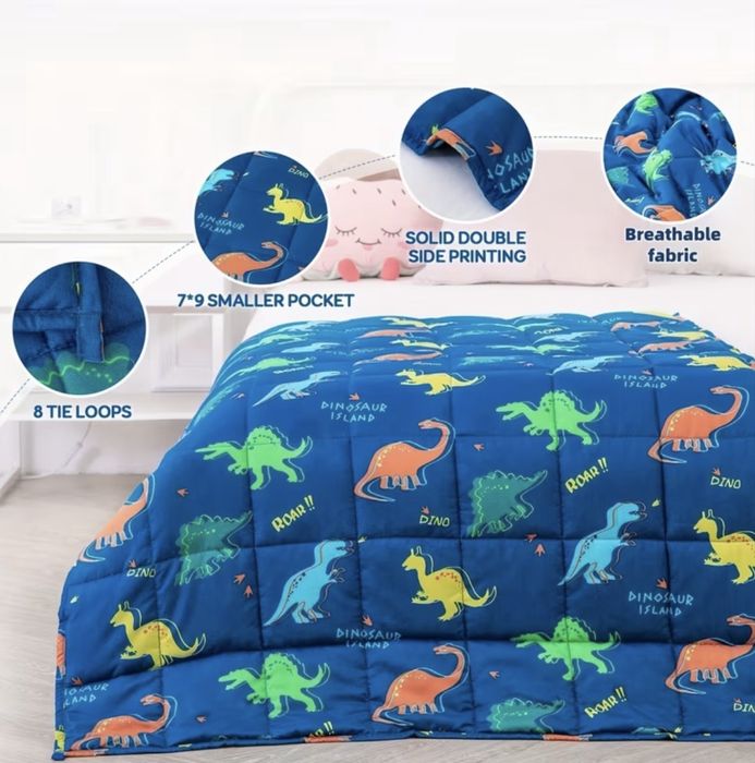 Отежнено одеяло с динозаври (Weighted Blanket) – комфорт, спокойствие и усещане за сигурност