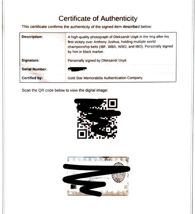 Oleksandr Usyk Mike Tyson memorabilia semnat autograf USYK box boxing