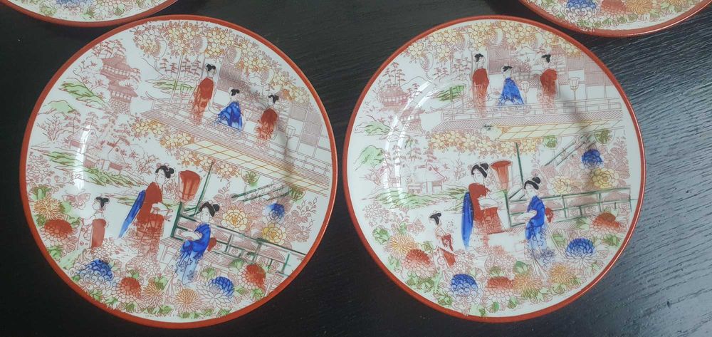 SERVICIU PORTELAN extrem de fin JAPONIA, set 5 farfurii japoneze