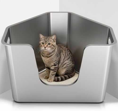 Нова Ъглова котешка тоалетна неръждаема стомана L с висок борд против миризми