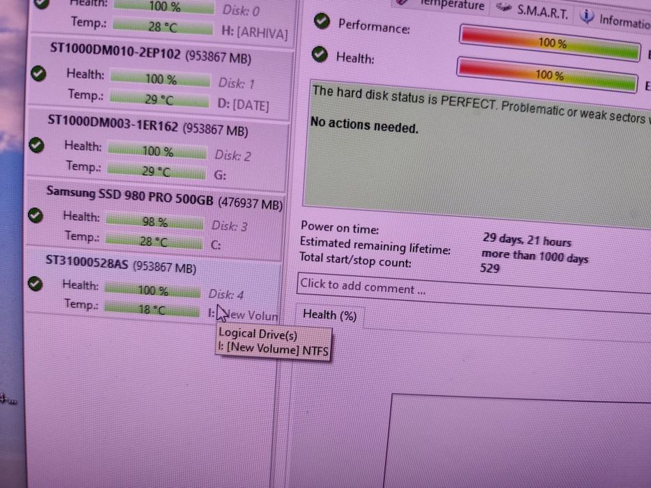 Hard-disk desktop Seagate 1tb 100%