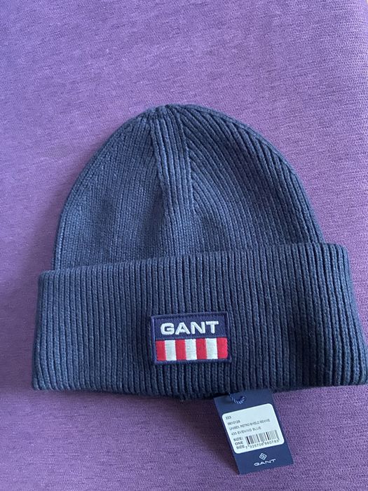 Gant, Caciula unisex din amestec de lana Retro Shield,bleumarin inchis