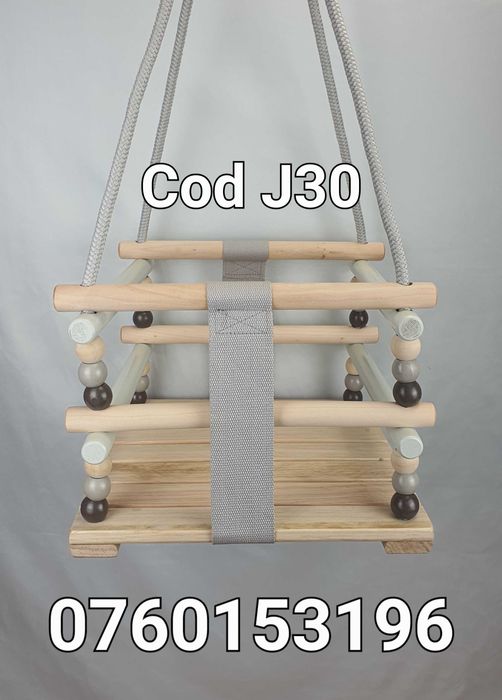 Leagan din lemn cu Franghie-Pt Copii-Pt interior sau exterior-J30