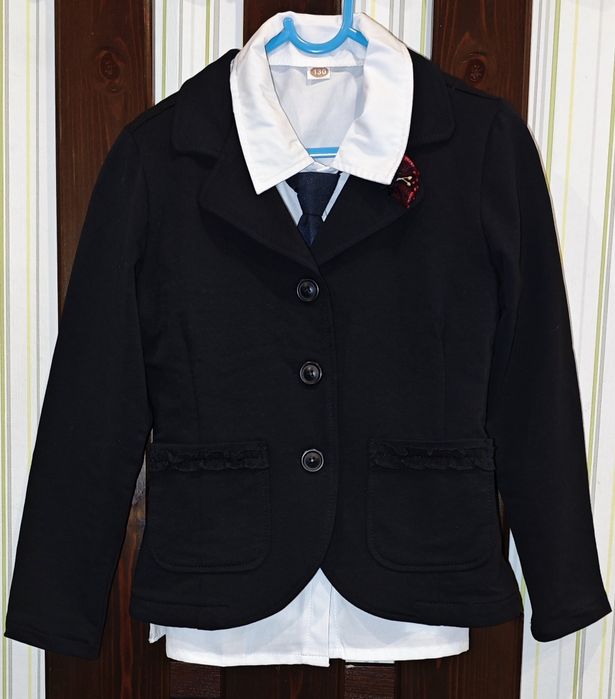 Комплект детски официални обувки, сако,риза и пола