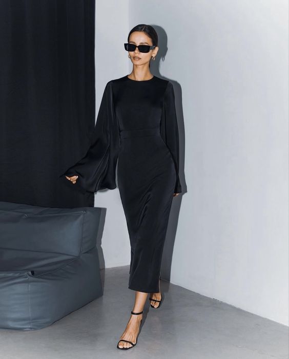 Черное макси платье Lichi