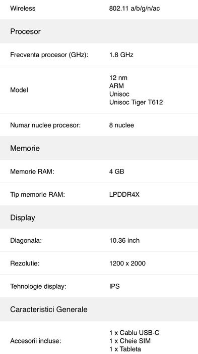 Tableta HMD T21 10.4 inch 64GB 4GB RAM 4G Black Steel