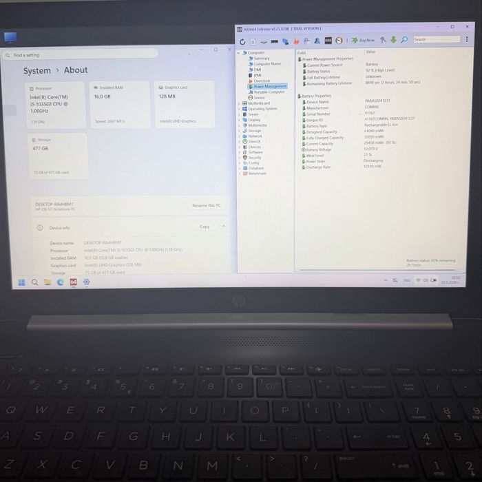 HP 250 G7/i5-1035G1/16GB DDR4/512GB NVMe