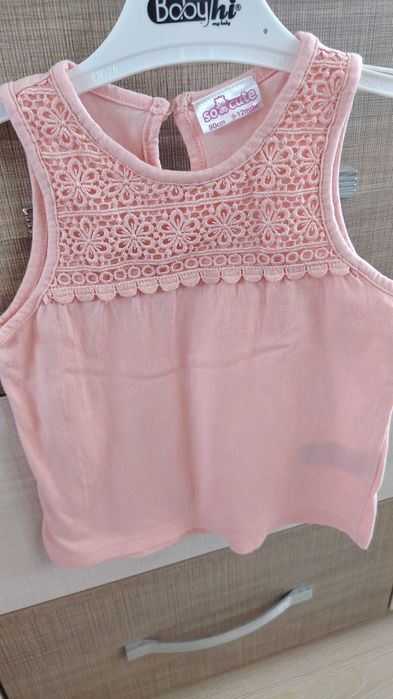 Розов потник за момиче с нежна дантела