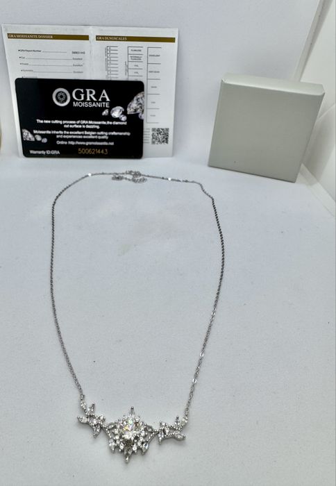 Сребърни колие с мойсанит (Диамант) 1 карат