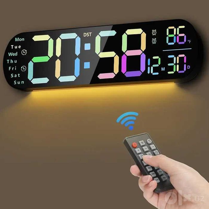LED Часы электронные настенные + светодиод пультом.Devor Elektron Soat