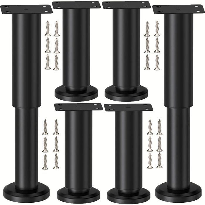 Set 6 Picioare Reglabile Metalice Mobila 18-30 cm Negre