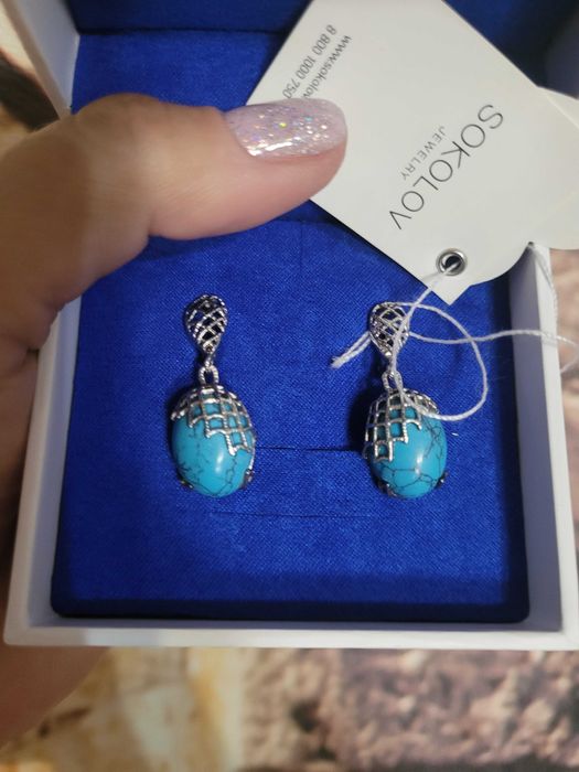 Серьги Соколов с бирюзой