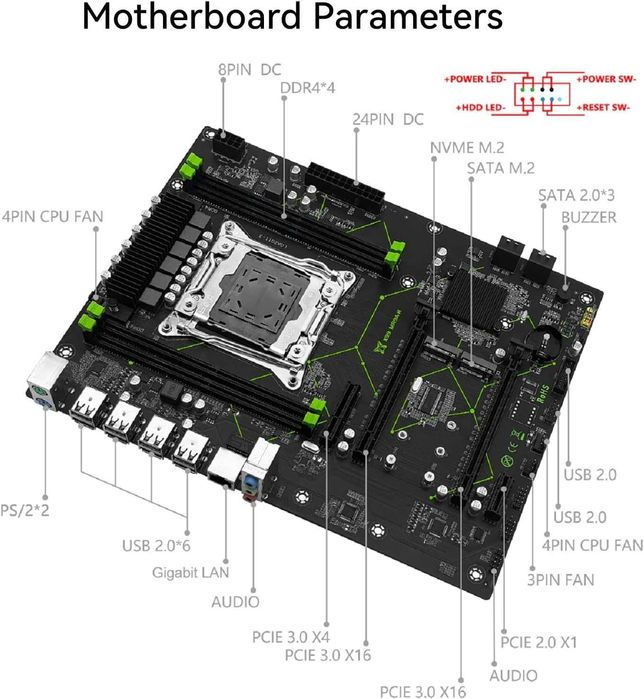 Placa de baza X99 LGA 2011-3 Intel Xeon E5 V3V4 i7 DDR4 128GB Noua ATX
