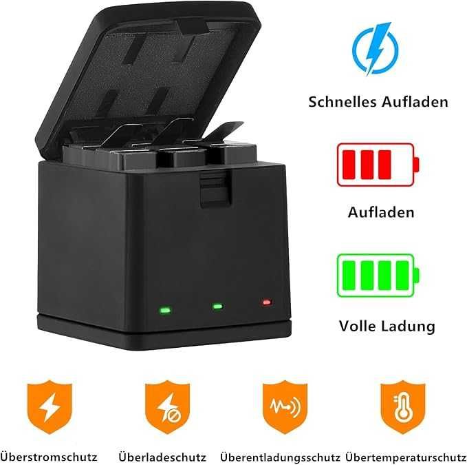 Комплект зарядни устройства Vemico Hero 8 и  3 броя батерии, 1500 mAh