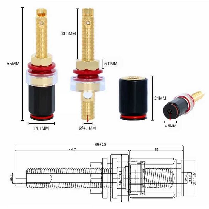 Conectori Terminale boxe ,amplificator model lung set 4 buc