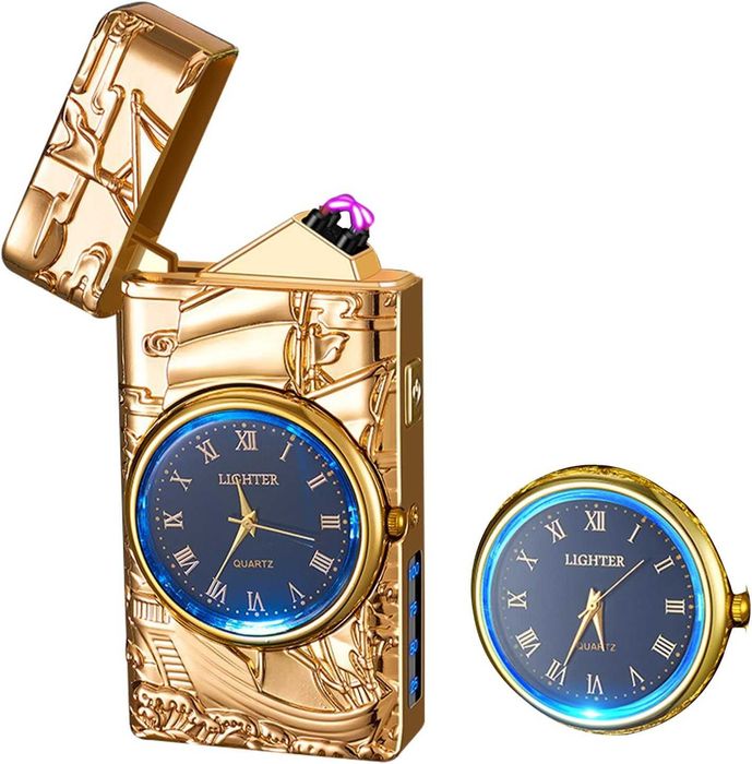 Електрическа плазмена запалка RSBYE с часовник и фенер + Твърд калъф