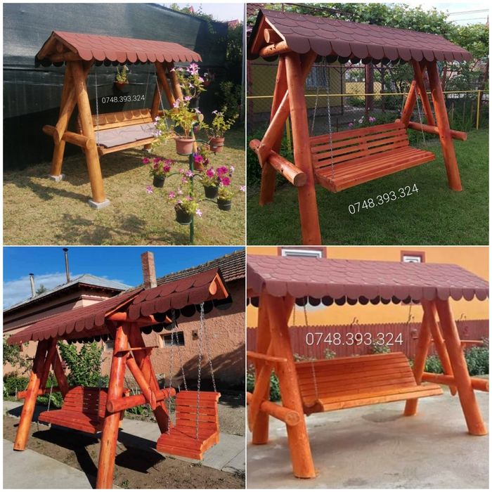 Balansoar  leagan  lemn  rotund  rustic