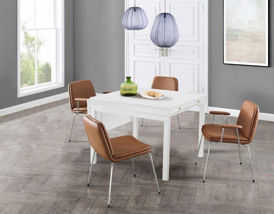 Masa extensibila Andas cu spatiu de depozitare , MDF , Alb , 104-145