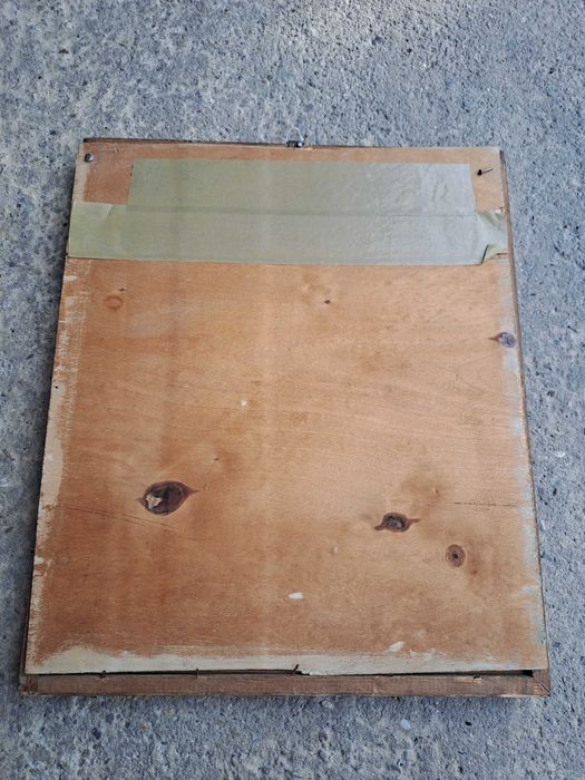 tablou vechi pictura pe placaj 30/34 cm semnat