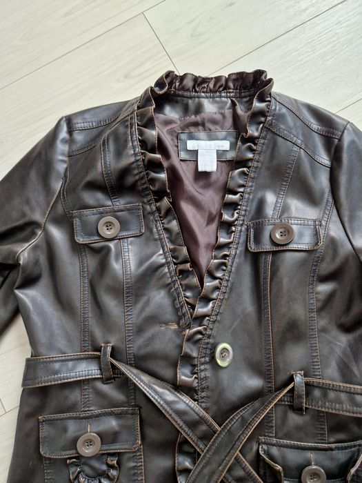 Jachetă imitație piele maro