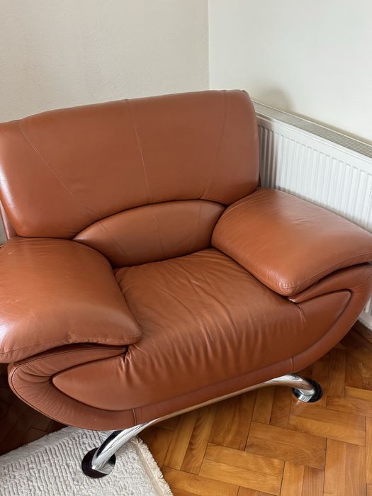 Canapea cu fotolii din piele naturala