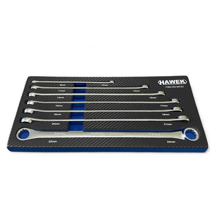 Комплект дълги звездогаечни ключове 7 части, 8 – 24 мм HAWEK