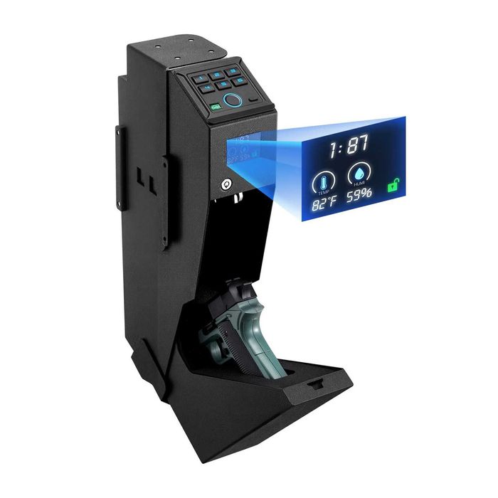 Компактен сейф за пистолет – биометричен, PIN код и ключ, с LED