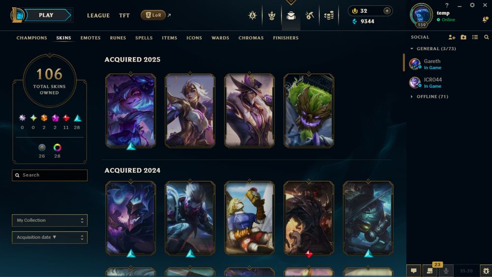 League of Legends Rank Emerald 106 skins toti campionii