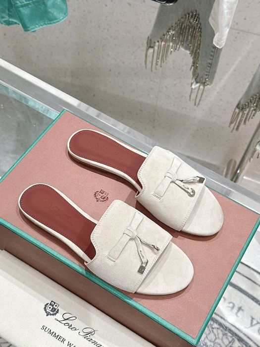 Papuci Loro Piana, alb, tip Premium