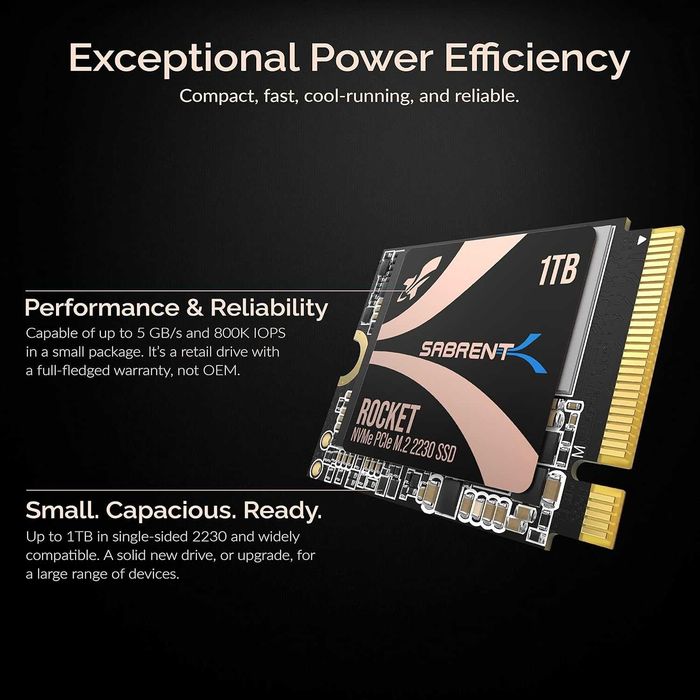 Внутренний SSD накопитель SABRENT Rocket 2230 1TB NVMe SSD