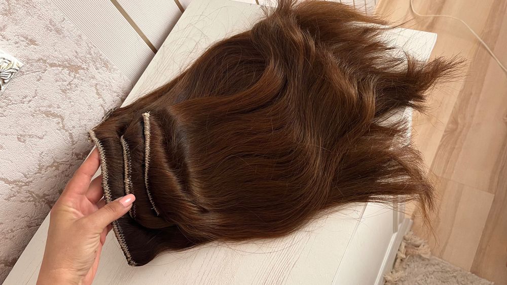 Естествена индийска коса на щипки
