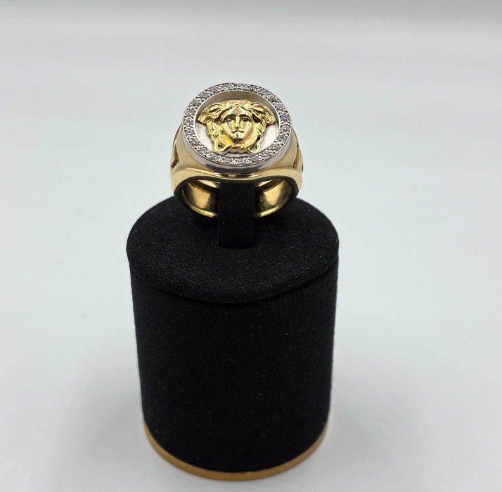 Inel Aur galben 18K Versace cu Diamante