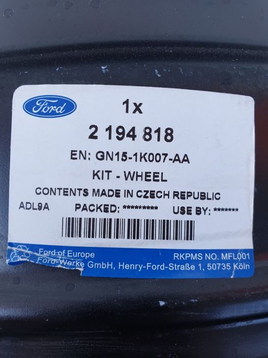 Оригинални железни джанти за ФОРД FORD R16 4x108 ET37.5 6.5J