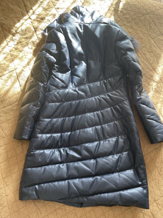 Кожанный пуховик 44 размер