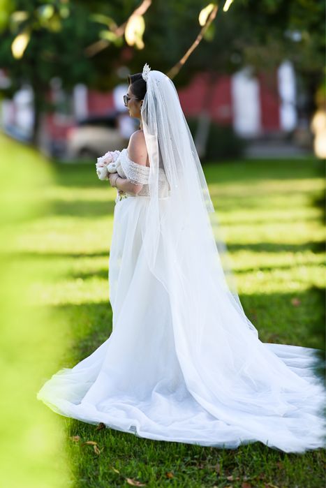Rochie de mireasa sirena cu trena detasabila