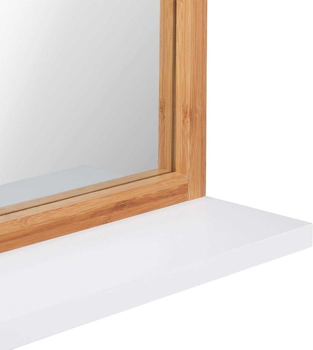 Oglindă de perete Relaxdays cu raft ,bambus-mdf  , 54,5 x 38 x 12 cm