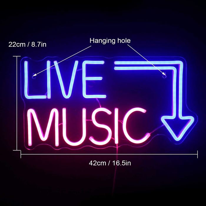 LED неонова табела Live Music
