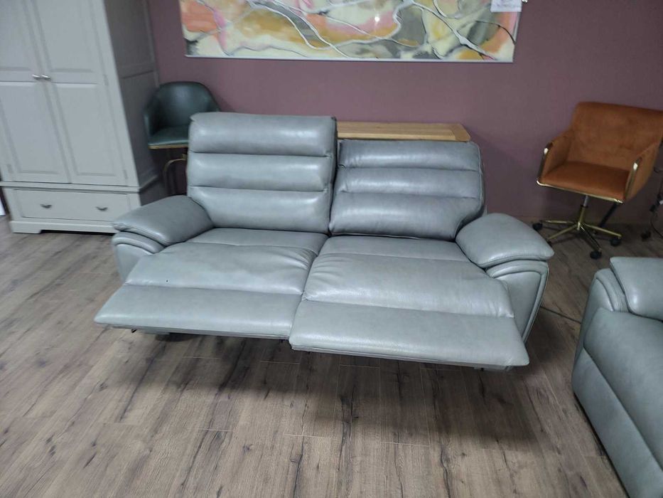 Американски сив кожен комплект тройка и двойка La-z-boy