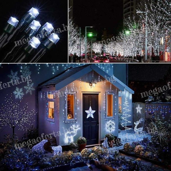 Коледни лампички 50м. с 250 Led диода в студена бяла светлина