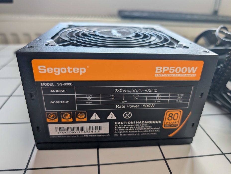 Ryzen 5 2600x + sursa Segotep 500W 80+ Bronze
