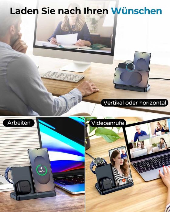 Stație încărcare wireless Samsung 3-in-1 EGV: Telefon + Watch + Buds