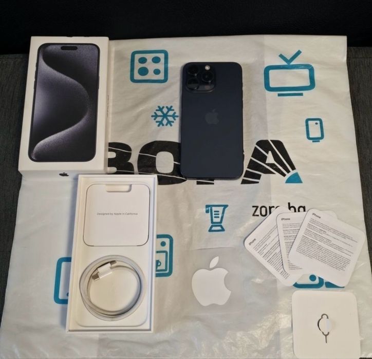 КАТО НОВ 256GB iPhone 15 Pro Max Зора Гаранция 2025г. Blue | Син