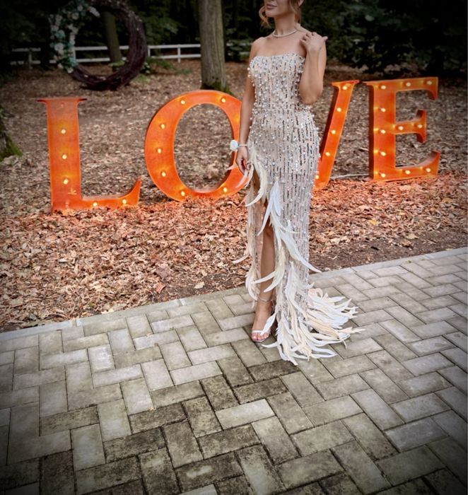 Rochie ocazie cu perle ai fulgi naturali