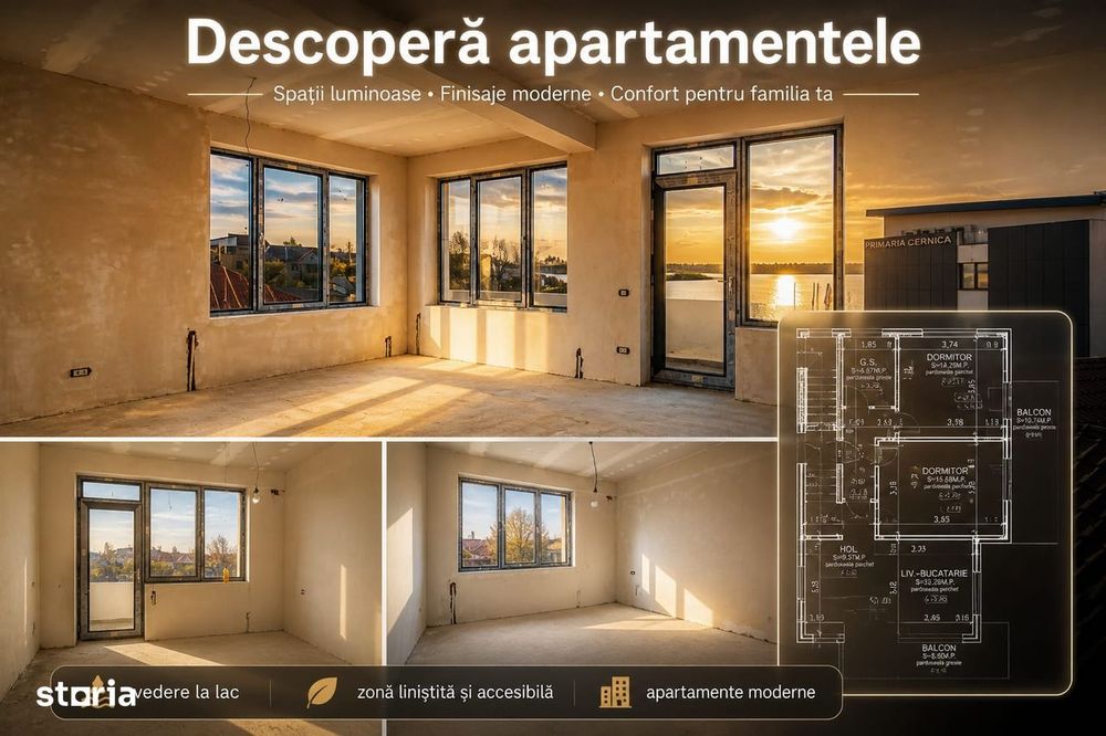 Apartament 3 camere cu vedere spre lac, 2 balcoane – Cernica