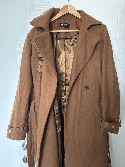 dkny trench палто, вълна, кафяв, размер 8(38-40)