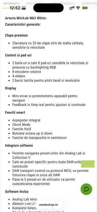 Claviatură MIDI  Portabilă Arturia MiniLab Mk3