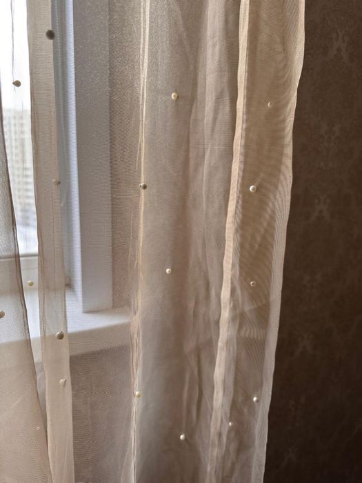 Продам тюль с бусинками жемчуг