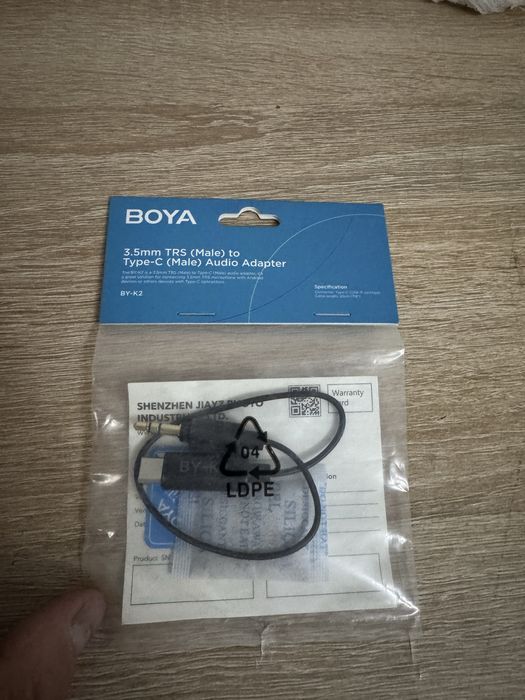 Кабель Boya 3.5mm Jack-USB TRS to Type-C 0.2 м